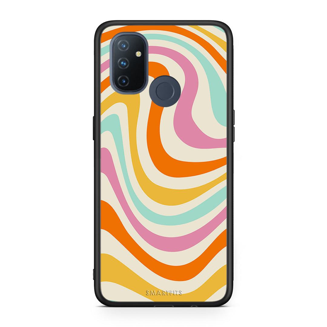 OnePlus Nord N100 Colourful Waves θήκη από τη Smartfits με σχέδιο στο πίσω μέρος και μαύρο περίβλημα | Smartphone case with colorful back and black bezels by Smartfits