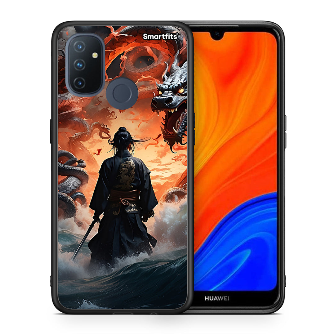 Θήκη OnePlus Nord N100 Dragons Fight από τη Smartfits με σχέδιο στο πίσω μέρος και μαύρο περίβλημα | OnePlus Nord N100 Dragons Fight case with colorful back and black bezels