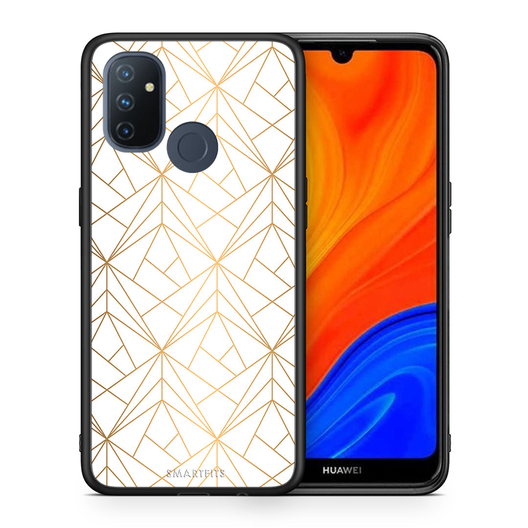 Θήκη OnePlus Nord N100 Luxury White Geometric από τη Smartfits με σχέδιο στο πίσω μέρος και μαύρο περίβλημα | OnePlus Nord N100 Luxury White Geometric case with colorful back and black bezels