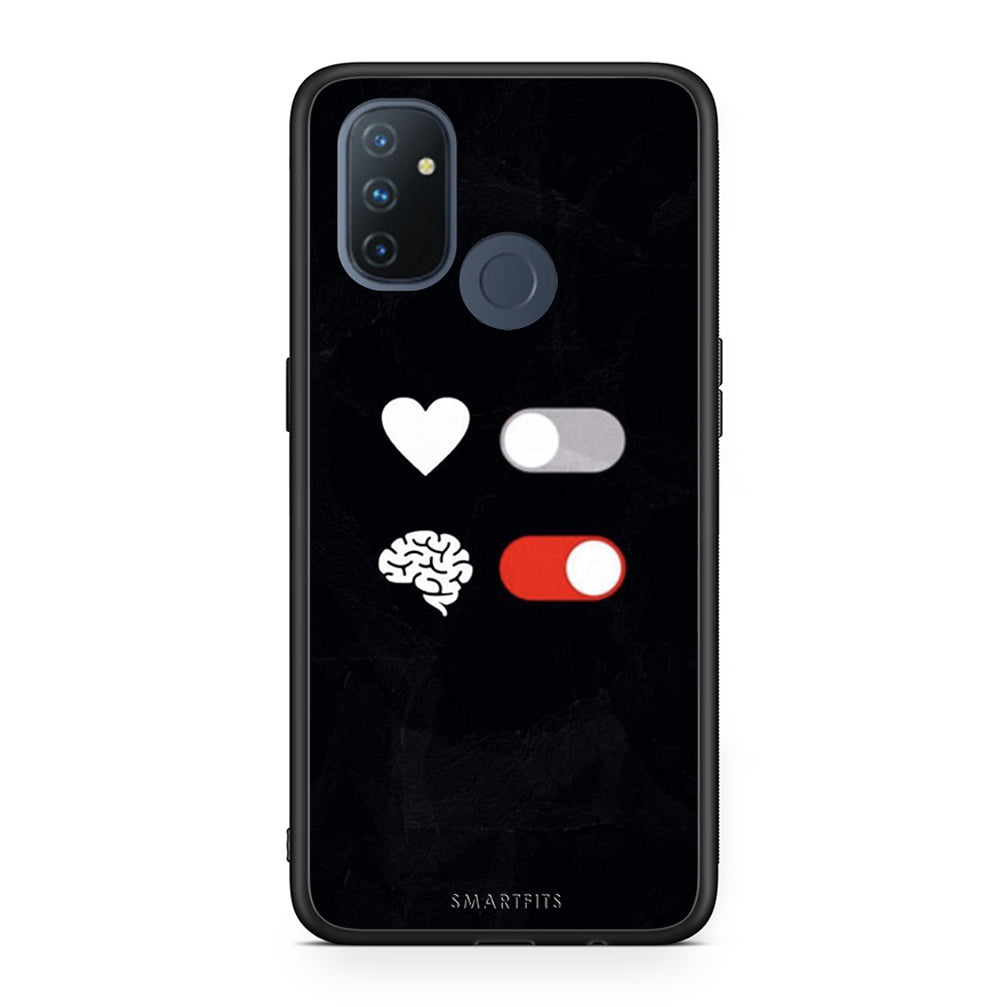 OnePlus Nord N100 Heart Vs Brain Θήκη Αγίου Βαλεντίνου από τη Smartfits με σχέδιο στο πίσω μέρος και μαύρο περίβλημα | Smartphone case with colorful back and black bezels by Smartfits