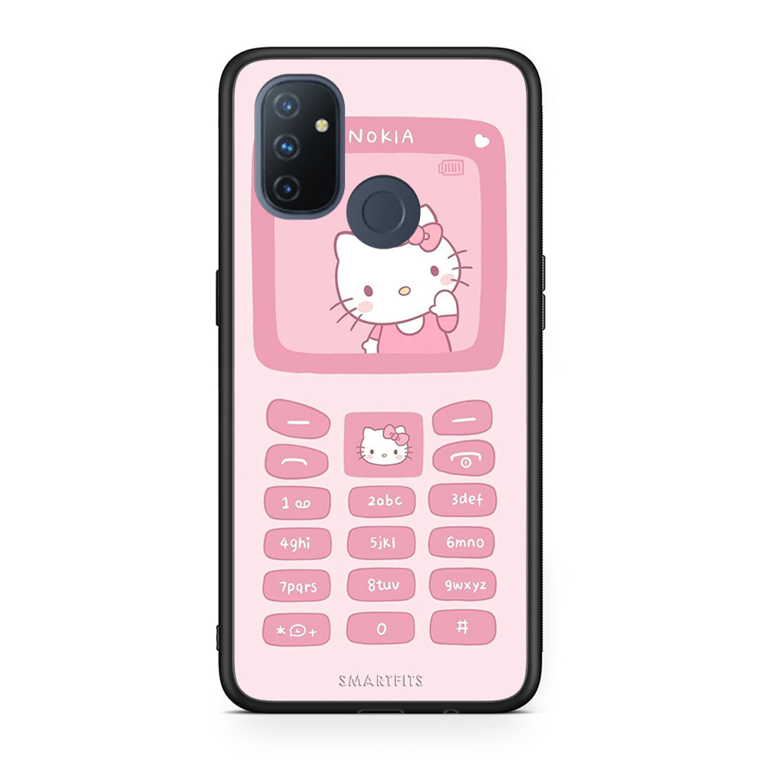 OnePlus Nord N100 Hello Kitten Θήκη Αγίου Βαλεντίνου από τη Smartfits με σχέδιο στο πίσω μέρος και μαύρο περίβλημα | Smartphone case with colorful back and black bezels by Smartfits