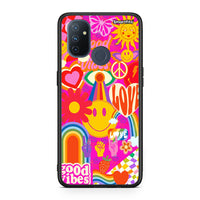 Thumbnail for OnePlus Nord N100 Hippie Love θήκη από τη Smartfits με σχέδιο στο πίσω μέρος και μαύρο περίβλημα | Smartphone case with colorful back and black bezels by Smartfits