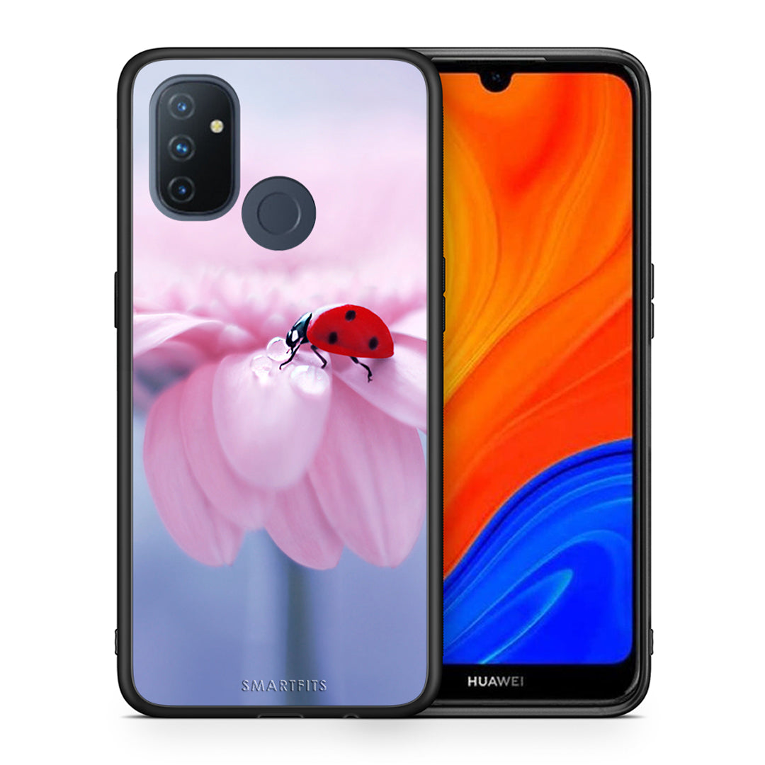 Θήκη OnePlus Nord N100 Ladybug Flower από τη Smartfits με σχέδιο στο πίσω μέρος και μαύρο περίβλημα | OnePlus Nord N100 Ladybug Flower case with colorful back and black bezels