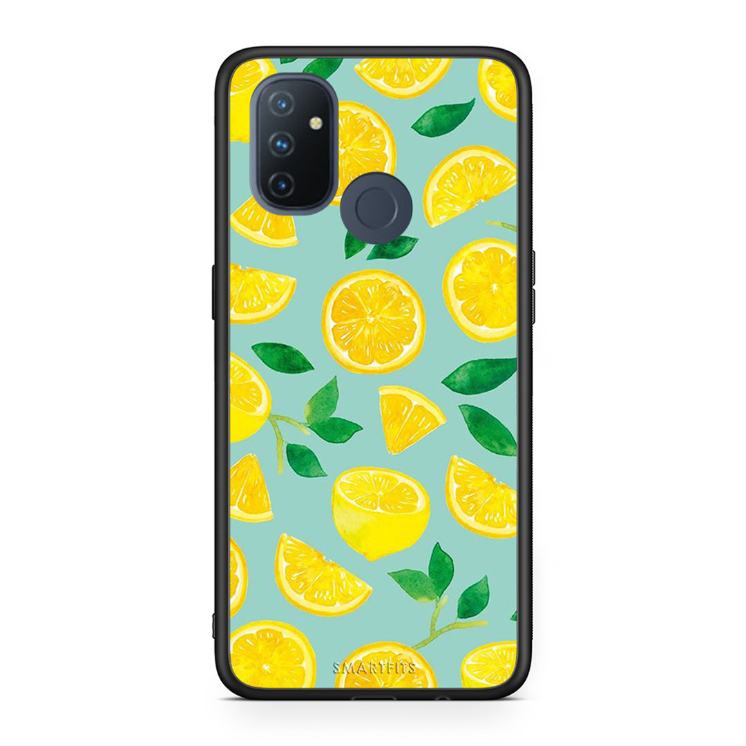 OnePlus Nord N100 Lemons θήκη από τη Smartfits με σχέδιο στο πίσω μέρος και μαύρο περίβλημα | Smartphone case with colorful back and black bezels by Smartfits