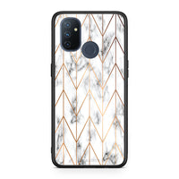 Thumbnail for 44 - OnePlus Nord N100 Gold Geometric Marble case, cover, bumper