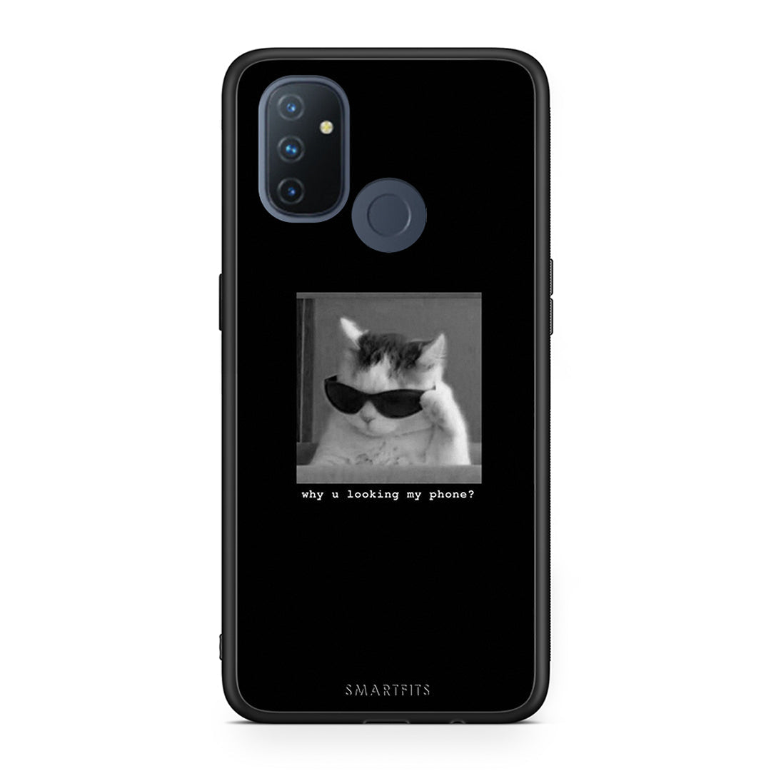 OnePlus Nord N100 Meme Cat θήκη από τη Smartfits με σχέδιο στο πίσω μέρος και μαύρο περίβλημα | Smartphone case with colorful back and black bezels by Smartfits