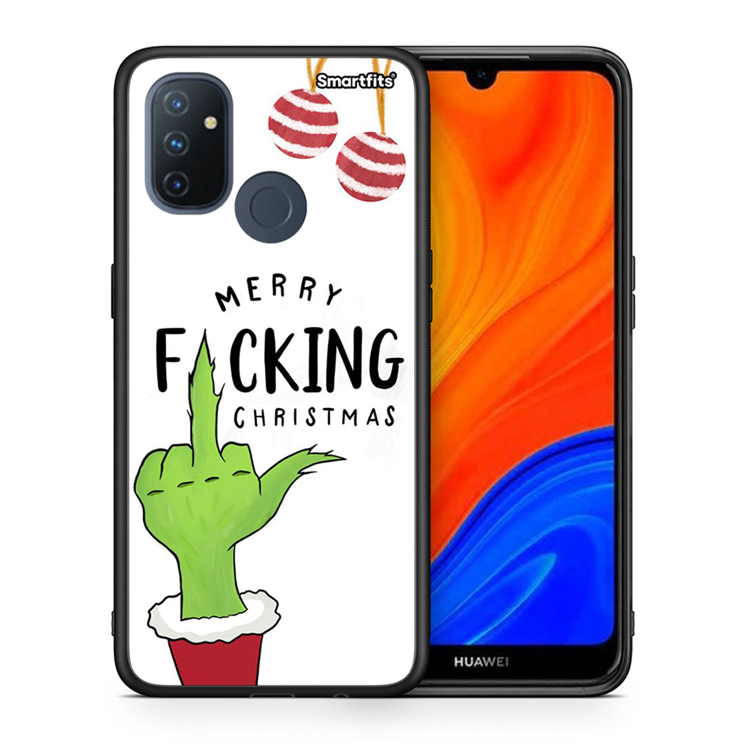 Θήκη OnePlus Nord N100 Merry F Xmas από τη Smartfits με σχέδιο στο πίσω μέρος και μαύρο περίβλημα | OnePlus Nord N100 Merry F Xmas case with colorful back and black bezels