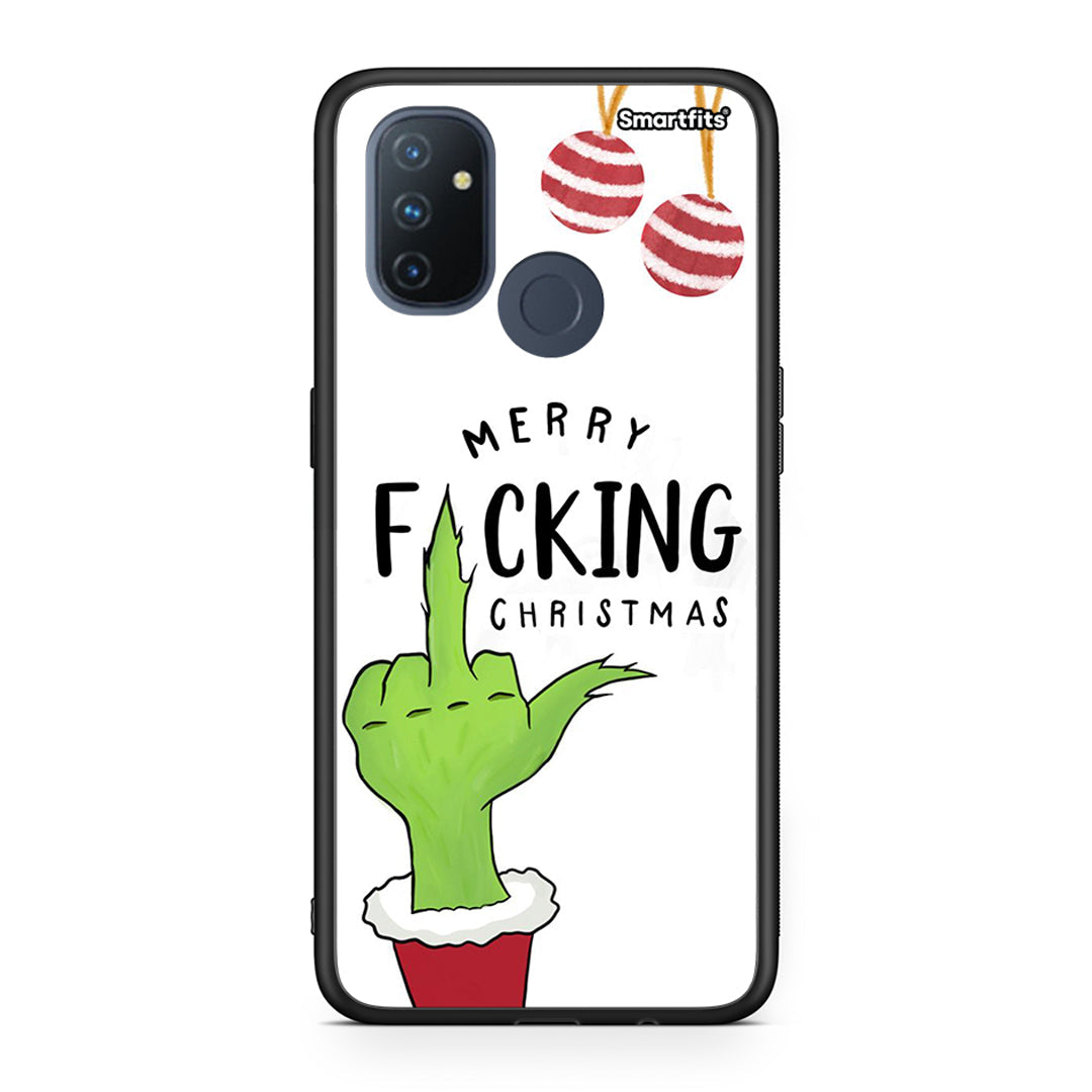 OnePlus Nord N100 Merry F Xmas θήκη από τη Smartfits με σχέδιο στο πίσω μέρος και μαύρο περίβλημα | Smartphone case with colorful back and black bezels by Smartfits