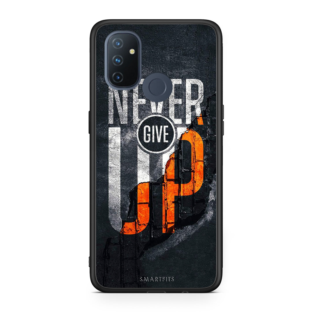 OnePlus Nord N100 Never Give Up Θήκη Αγίου Βαλεντίνου από τη Smartfits με σχέδιο στο πίσω μέρος και μαύρο περίβλημα | Smartphone case with colorful back and black bezels by Smartfits