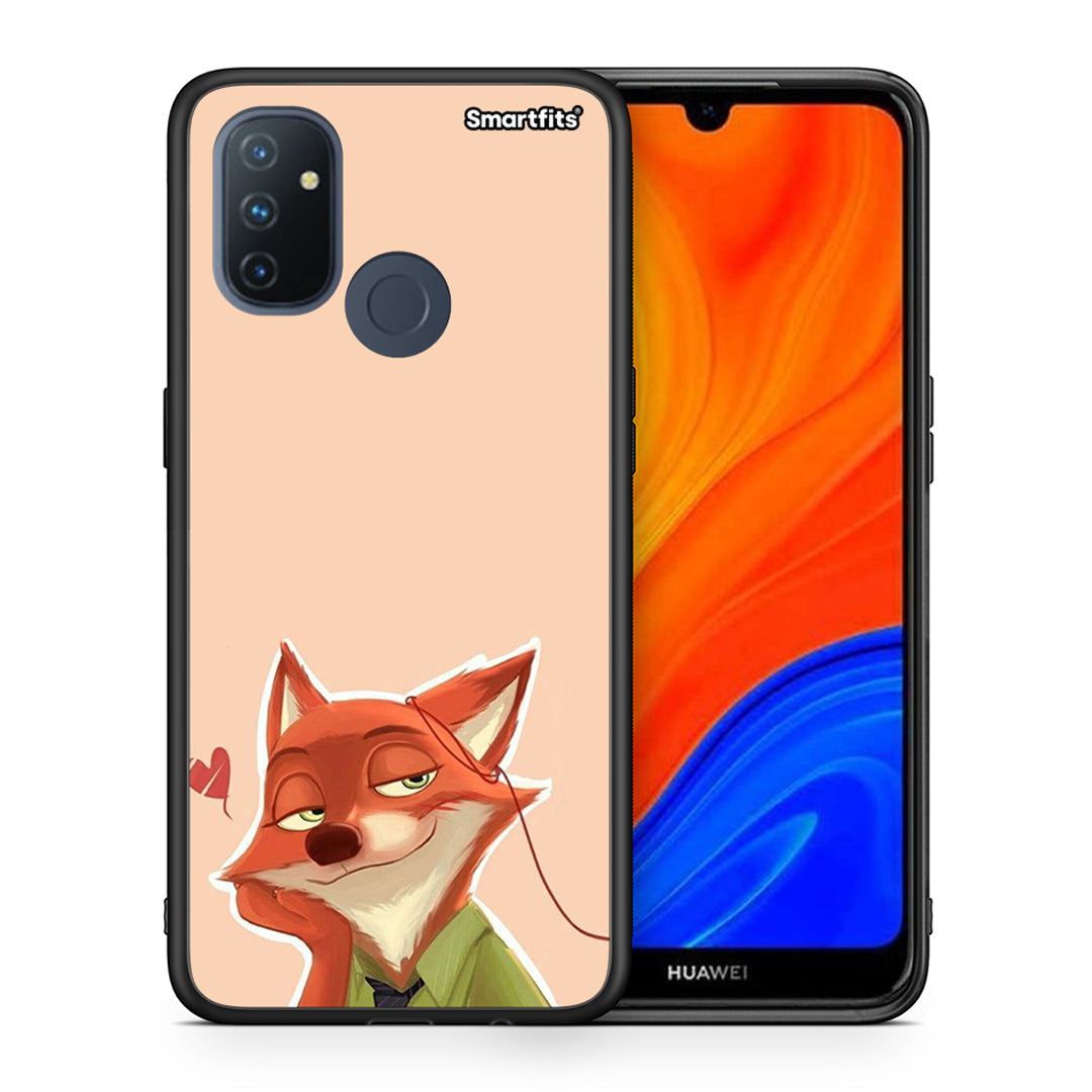 Θήκη OnePlus Nord N100 Nick Wilde And Judy Hopps Love 1 από τη Smartfits με σχέδιο στο πίσω μέρος και μαύρο περίβλημα | OnePlus Nord N100 Nick Wilde And Judy Hopps Love 1 case with colorful back and black bezels