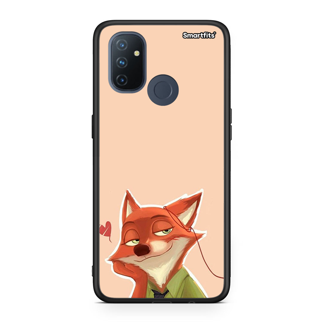 OnePlus Nord N100 Nick Wilde And Judy Hopps Love 1 θήκη από τη Smartfits με σχέδιο στο πίσω μέρος και μαύρο περίβλημα | Smartphone case with colorful back and black bezels by Smartfits