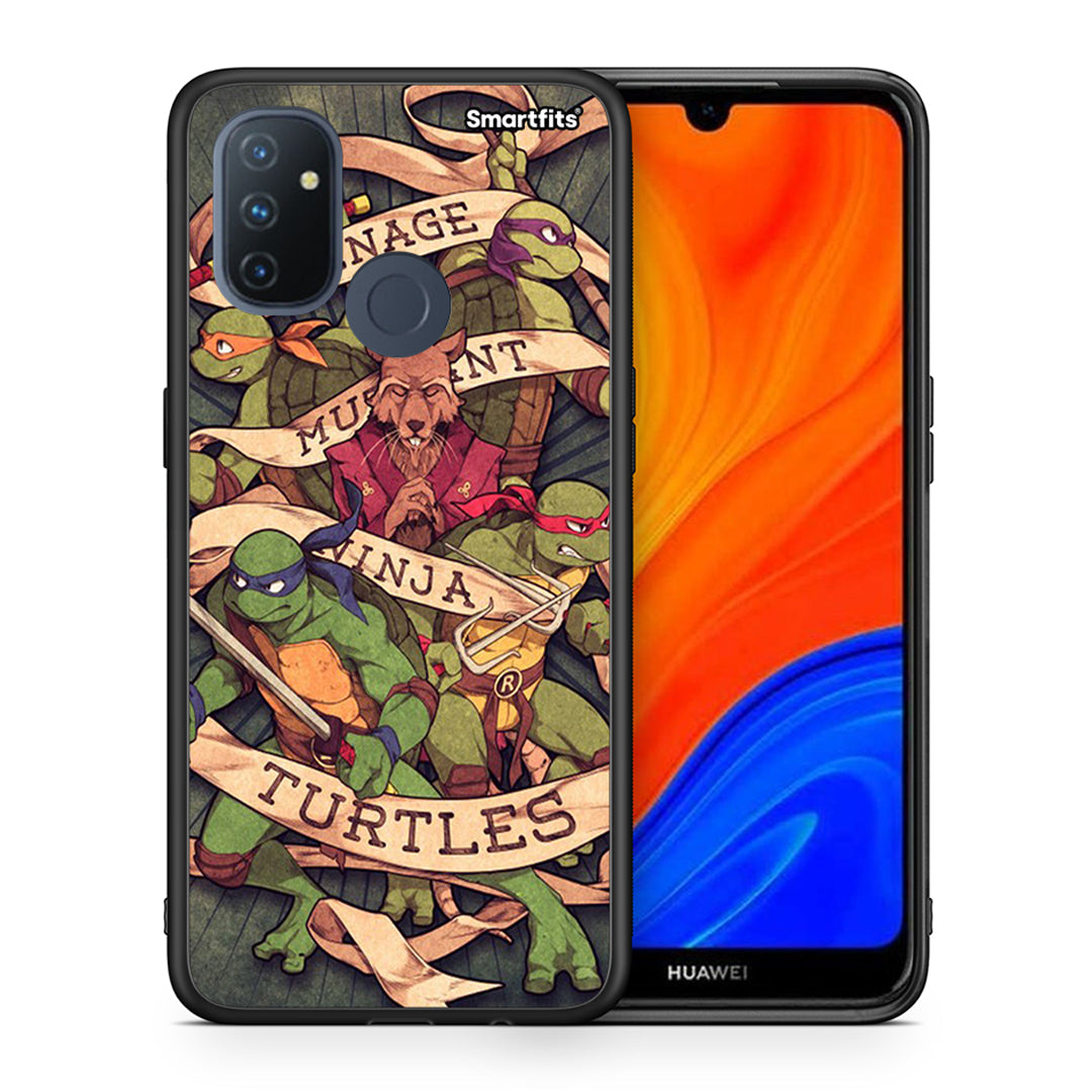 Θήκη OnePlus Nord N100 Ninja Turtles από τη Smartfits με σχέδιο στο πίσω μέρος και μαύρο περίβλημα | OnePlus Nord N100 Ninja Turtles case with colorful back and black bezels