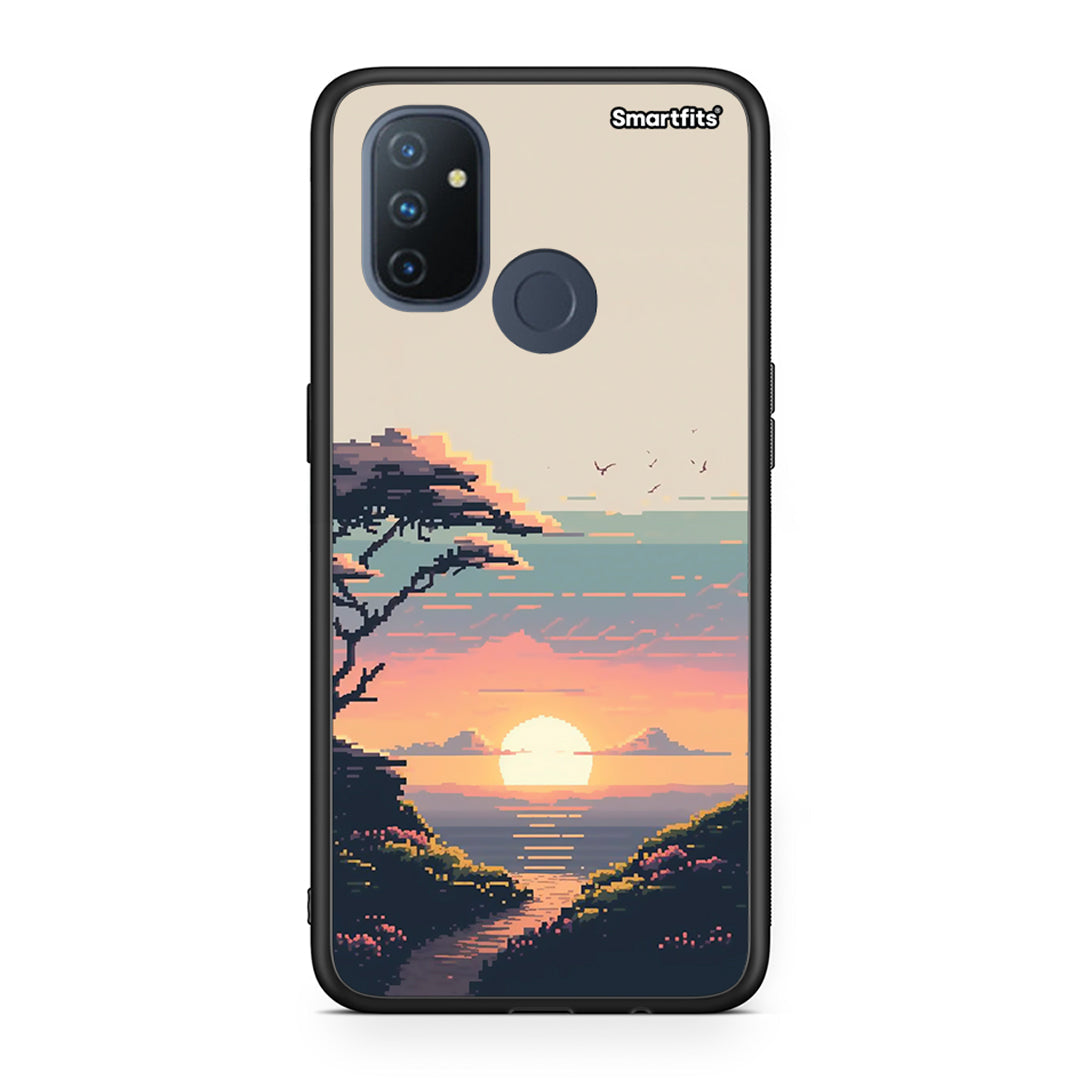 OnePlus Nord N100 Pixel Sunset Θήκη από τη Smartfits με σχέδιο στο πίσω μέρος και μαύρο περίβλημα | Smartphone case with colorful back and black bezels by Smartfits