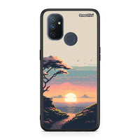 Thumbnail for OnePlus Nord N100 Pixel Sunset Θήκη από τη Smartfits με σχέδιο στο πίσω μέρος και μαύρο περίβλημα | Smartphone case with colorful back and black bezels by Smartfits