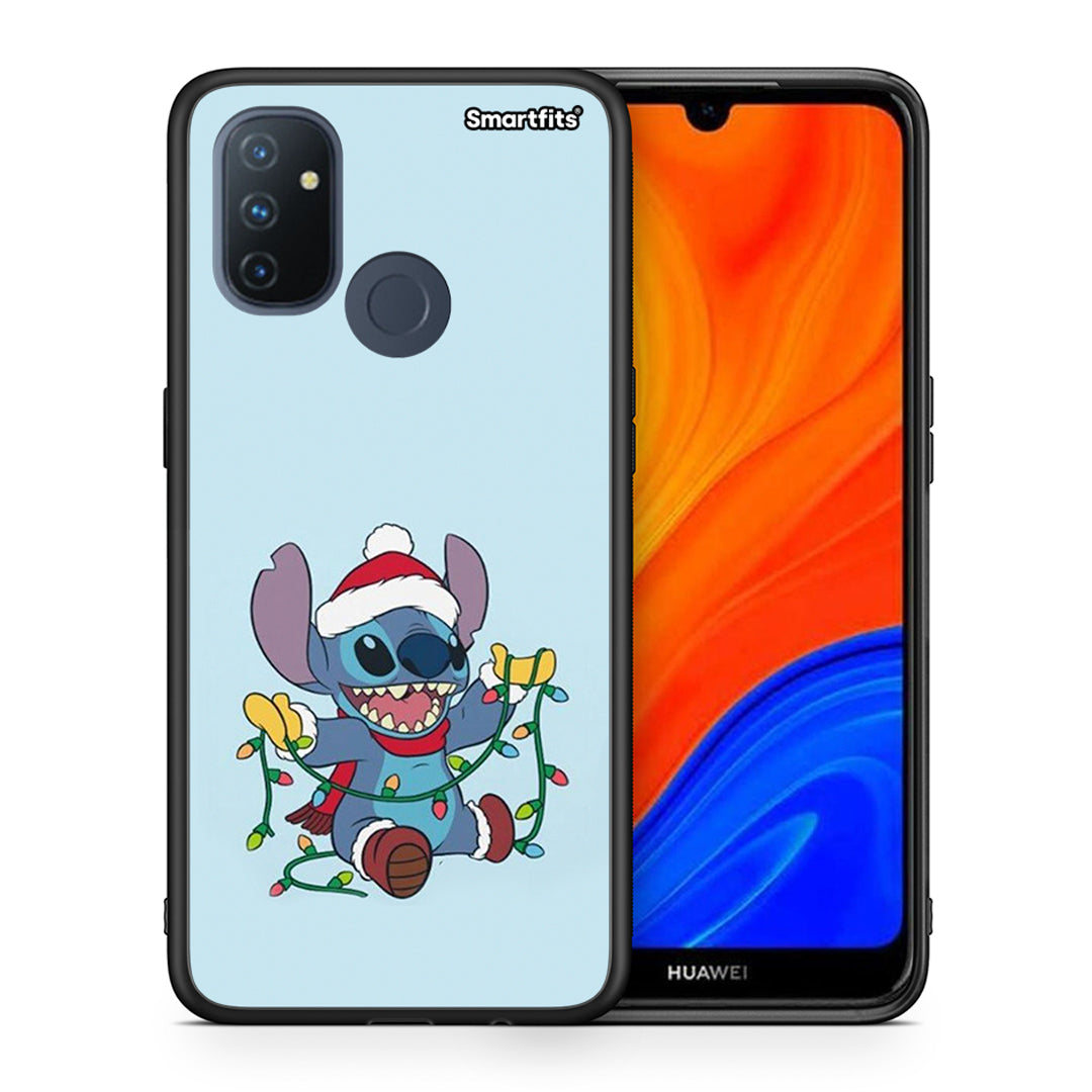 Θήκη OnePlus Nord N100 Santa Stich από τη Smartfits με σχέδιο στο πίσω μέρος και μαύρο περίβλημα | OnePlus Nord N100 Santa Stich case with colorful back and black bezels