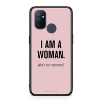 Thumbnail for OnePlus Nord N100 Superpower Woman θήκη από τη Smartfits με σχέδιο στο πίσω μέρος και μαύρο περίβλημα | Smartphone case with colorful back and black bezels by Smartfits