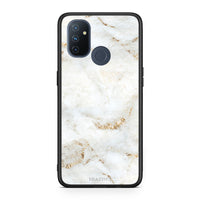 Thumbnail for OnePlus Nord N100 White Gold Marble θήκη από τη Smartfits με σχέδιο στο πίσω μέρος και μαύρο περίβλημα | Smartphone case with colorful back and black bezels by Smartfits