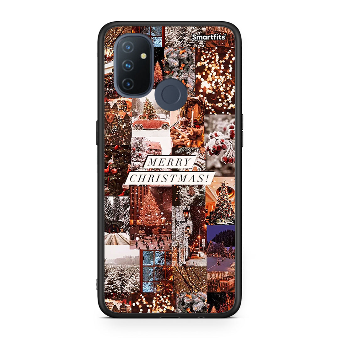 OnePlus Nord N100 Xmas Collage θήκη από τη Smartfits με σχέδιο στο πίσω μέρος και μαύρο περίβλημα | Smartphone case with colorful back and black bezels by Smartfits