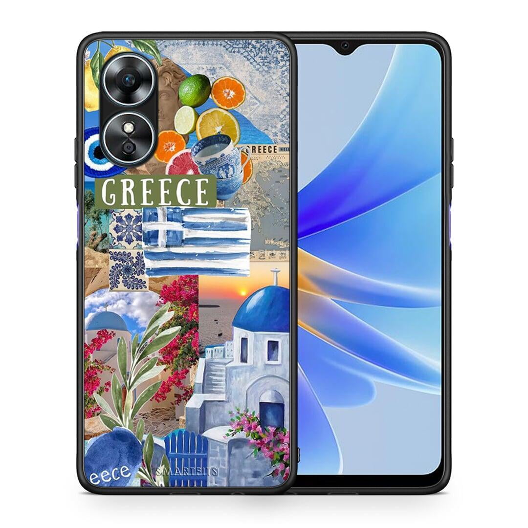 Θήκη Oppo A17 All Greek από τη Smartfits με σχέδιο στο πίσω μέρος και μαύρο περίβλημα | Oppo A17 All Greek Case with Colorful Back and Black Bezels