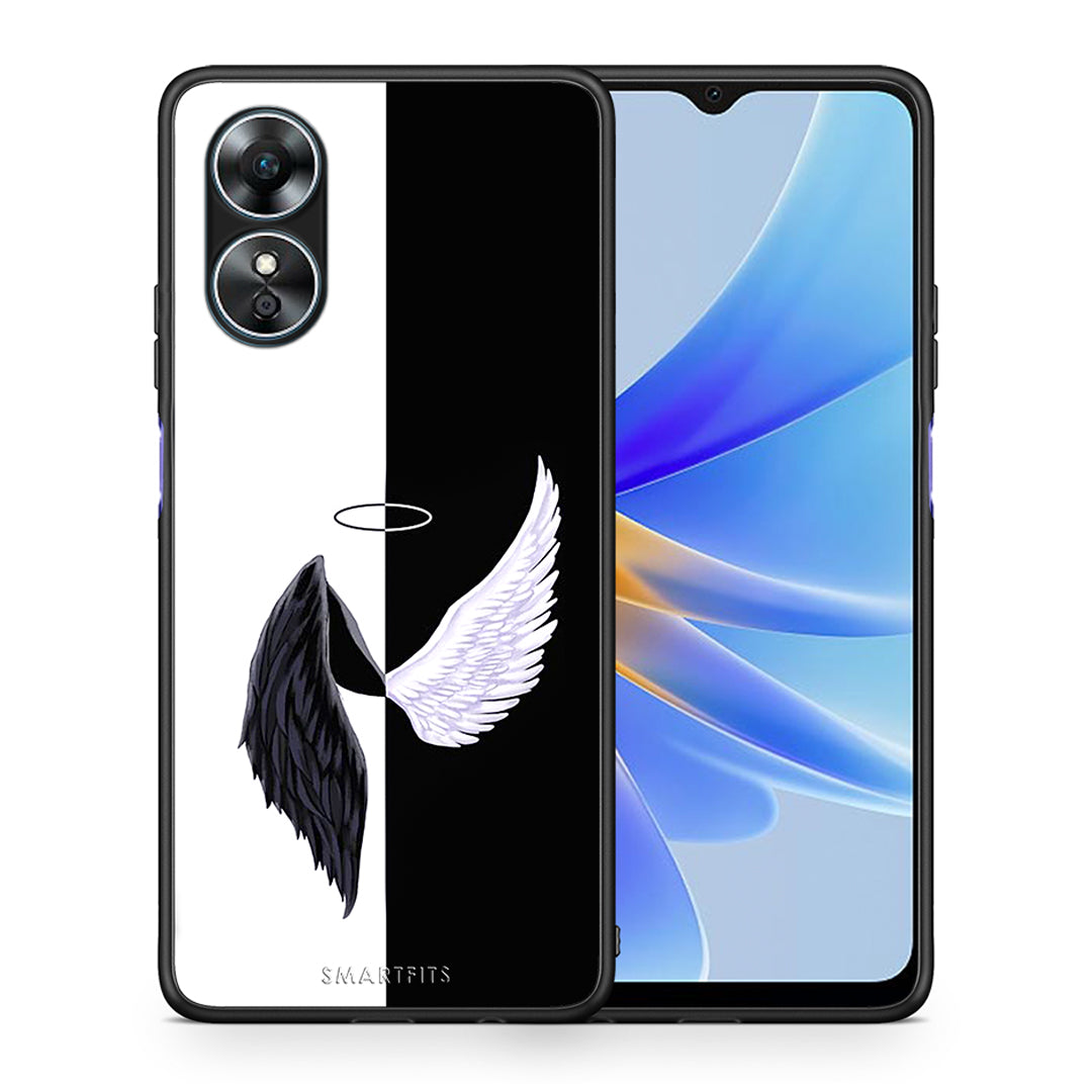 Θήκη Oppo A17 Angels Demons από τη Smartfits με σχέδιο στο πίσω μέρος και μαύρο περίβλημα | Oppo A17 Angels Demons Case with Colorful Back and Black Bezels