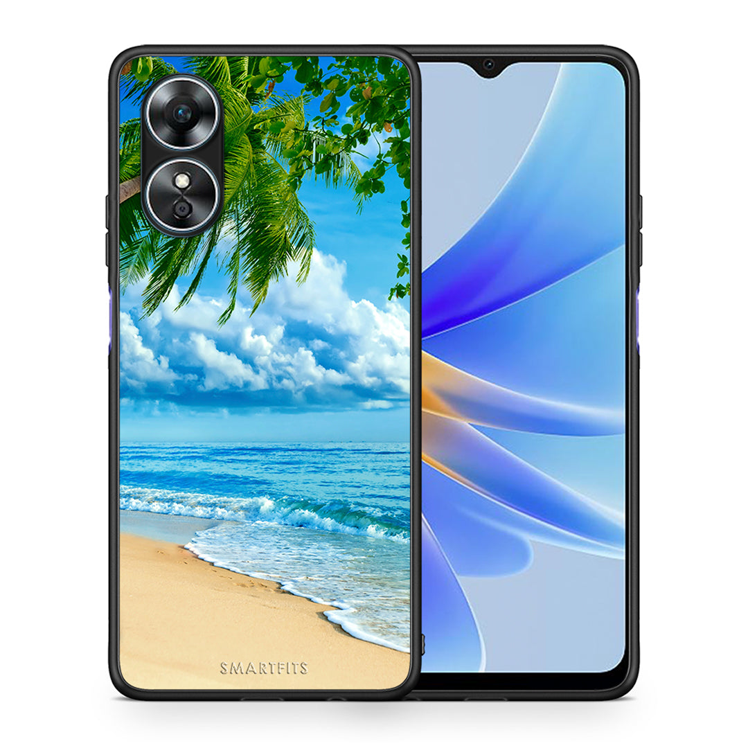 Θήκη Oppo A17 Beautiful Beach από τη Smartfits με σχέδιο στο πίσω μέρος και μαύρο περίβλημα | Oppo A17 Beautiful Beach Case with Colorful Back and Black Bezels