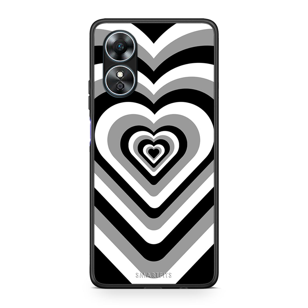 Θήκη Oppo A17 Black Hearts από τη Smartfits με σχέδιο στο πίσω μέρος και μαύρο περίβλημα | Oppo A17 Black Hearts Case with Colorful Back and Black Bezels