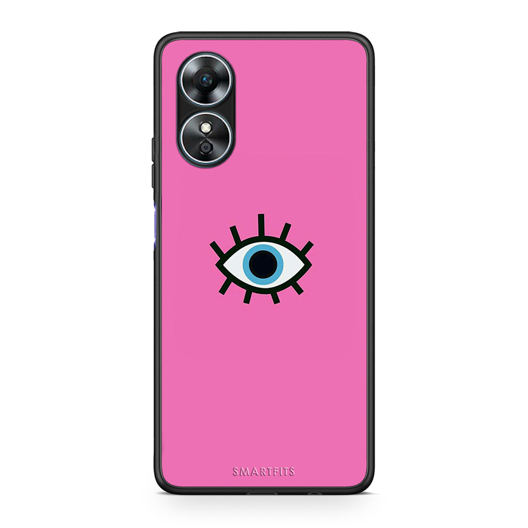 Θήκη Oppo A17 Blue Eye Pink από τη Smartfits με σχέδιο στο πίσω μέρος και μαύρο περίβλημα | Oppo A17 Blue Eye Pink Case with Colorful Back and Black Bezels