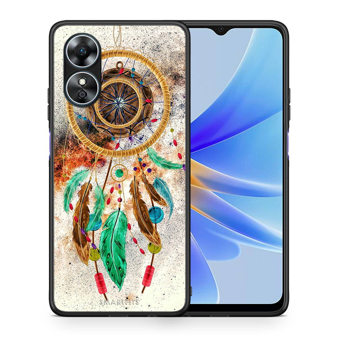 Θήκη Oppo A17 Boho DreamCatcher από τη Smartfits με σχέδιο στο πίσω μέρος και μαύρο περίβλημα | Oppo A17 Boho DreamCatcher Case with Colorful Back and Black Bezels