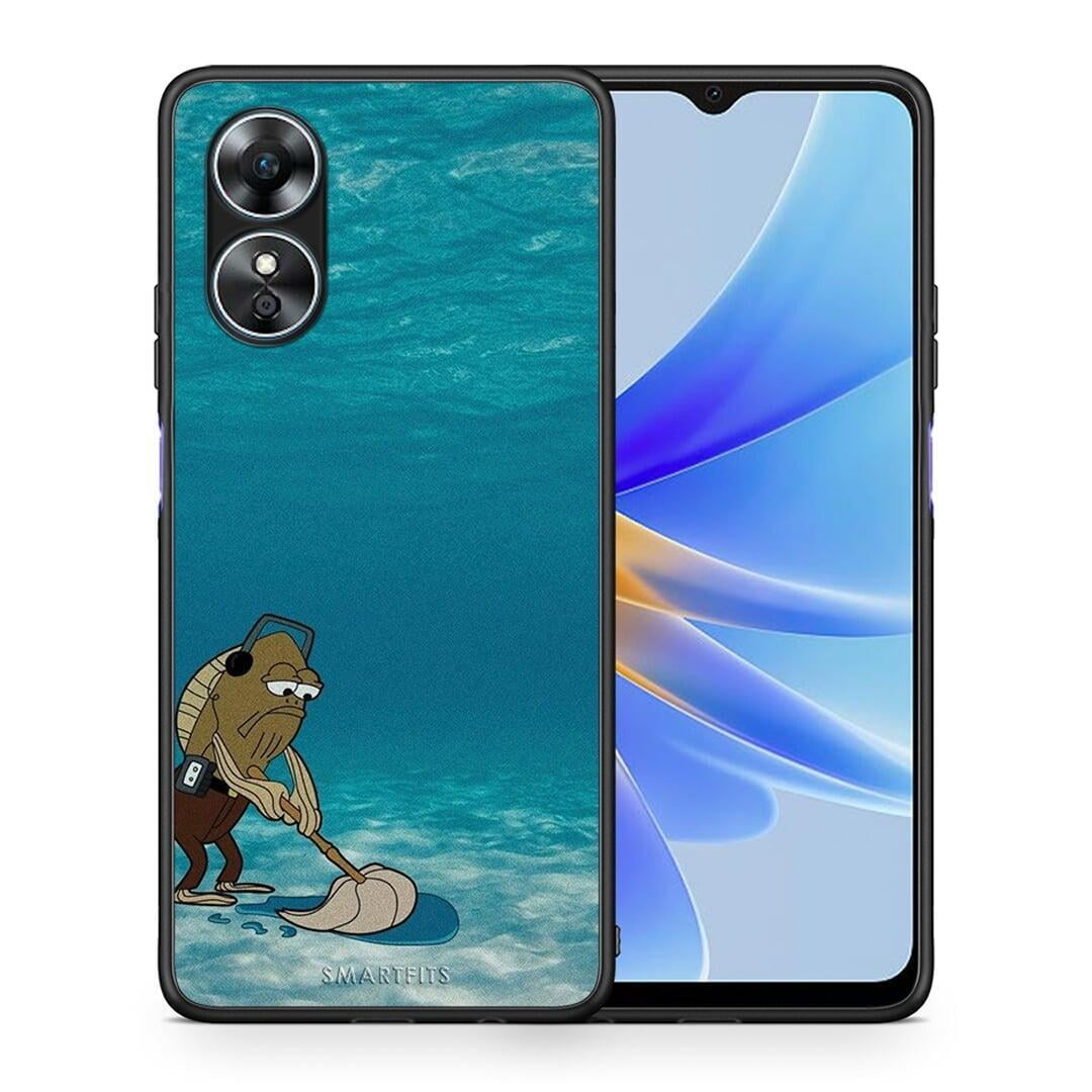 Θήκη Oppo A17 Clean The Ocean από τη Smartfits με σχέδιο στο πίσω μέρος και μαύρο περίβλημα | Oppo A17 Clean The Ocean Case with Colorful Back and Black Bezels