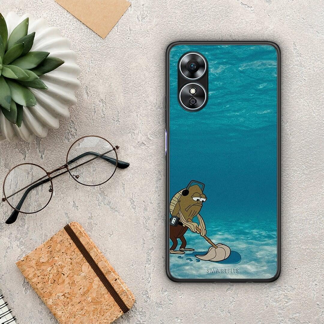 Θήκη Oppo A17 Clean The Ocean από τη Smartfits με σχέδιο στο πίσω μέρος και μαύρο περίβλημα | Oppo A17 Clean The Ocean Case with Colorful Back and Black Bezels