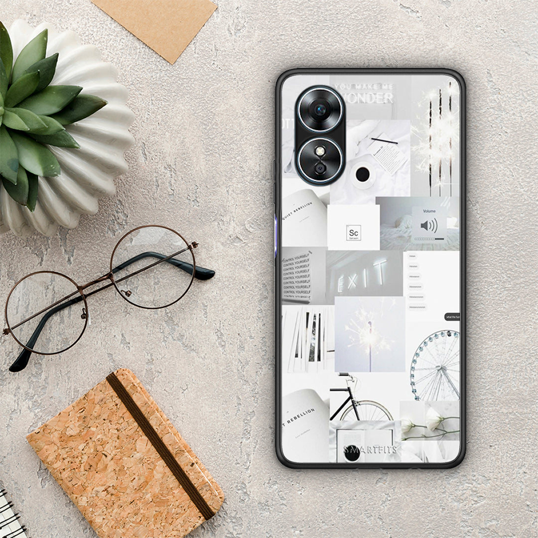 Θήκη Oppo A17 Collage Make Me Wonder από τη Smartfits με σχέδιο στο πίσω μέρος και μαύρο περίβλημα | Oppo A17 Collage Make Me Wonder Case with Colorful Back and Black Bezels