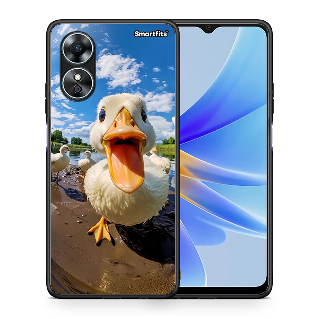 Θήκη Oppo A17 Duck Face από τη Smartfits με σχέδιο στο πίσω μέρος και μαύρο περίβλημα | Oppo A17 Duck Face Case with Colorful Back and Black Bezels