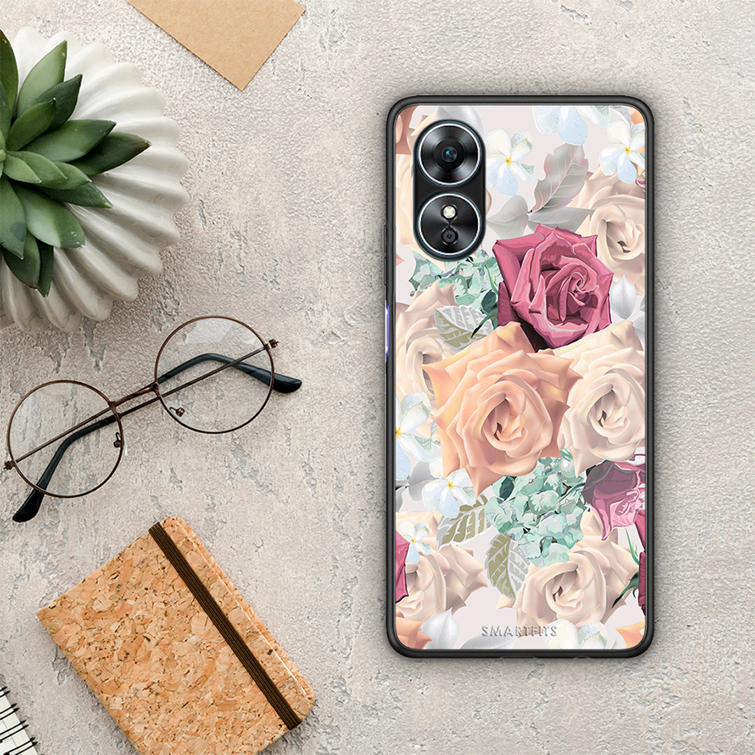 Θήκη Oppo A17 Floral Bouquet από τη Smartfits με σχέδιο στο πίσω μέρος και μαύρο περίβλημα | Oppo A17 Floral Bouquet Case with Colorful Back and Black Bezels