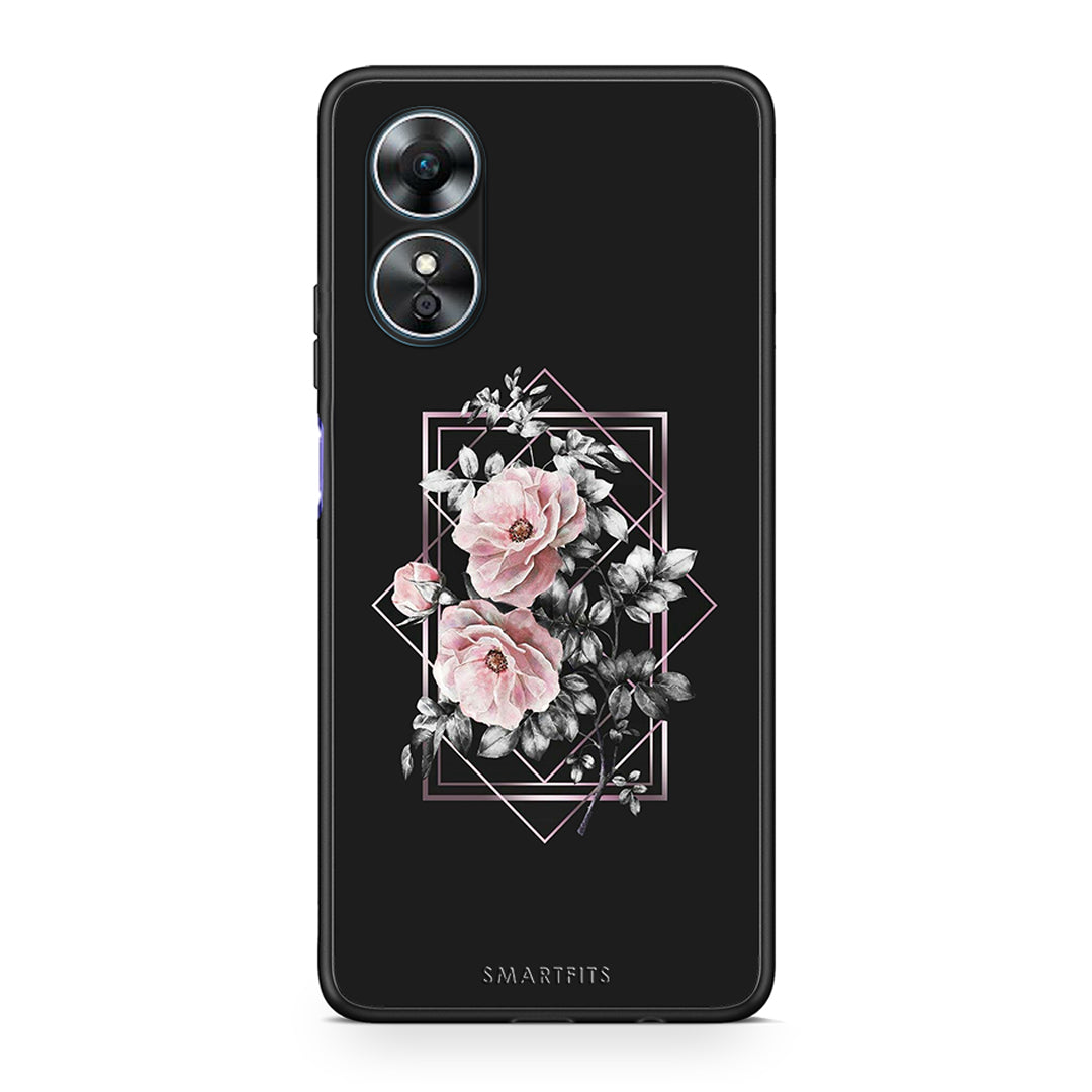 Θήκη Oppo A17 Flower Frame από τη Smartfits με σχέδιο στο πίσω μέρος και μαύρο περίβλημα | Oppo A17 Flower Frame Case with Colorful Back and Black Bezels