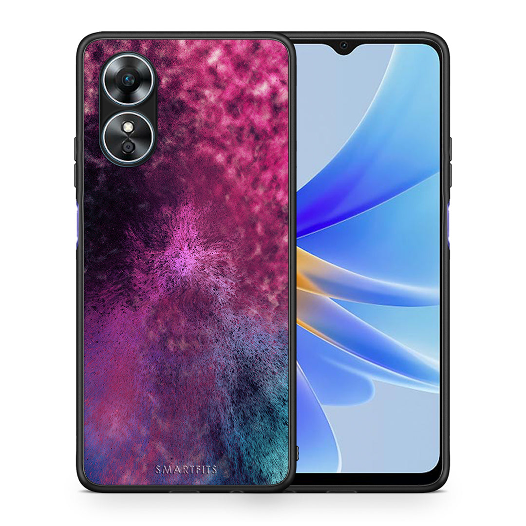 Θήκη Oppo A17 Galactic Aurora από τη Smartfits με σχέδιο στο πίσω μέρος και μαύρο περίβλημα | Oppo A17 Galactic Aurora Case with Colorful Back and Black Bezels