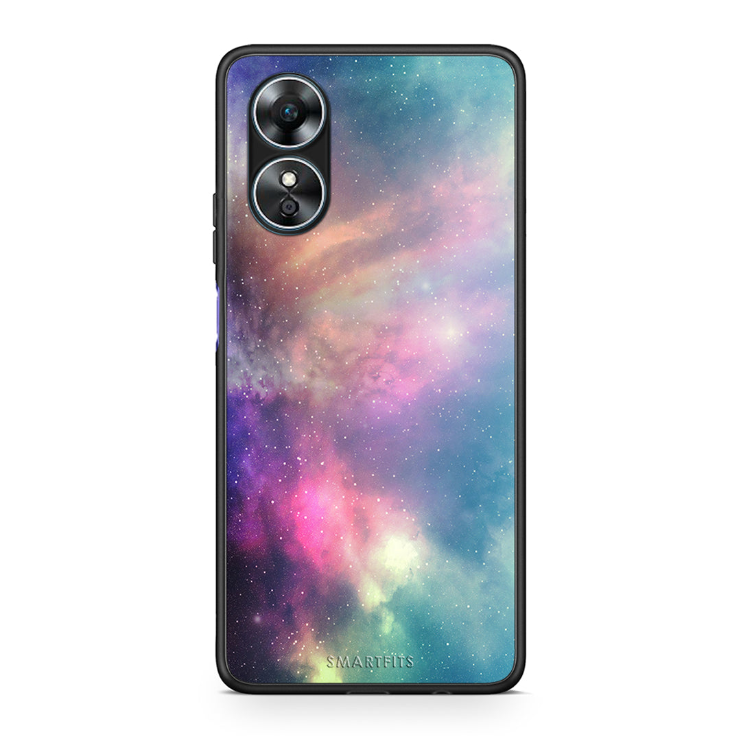 Θήκη Oppo A17 Galactic Rainbow από τη Smartfits με σχέδιο στο πίσω μέρος και μαύρο περίβλημα | Oppo A17 Galactic Rainbow Case with Colorful Back and Black Bezels