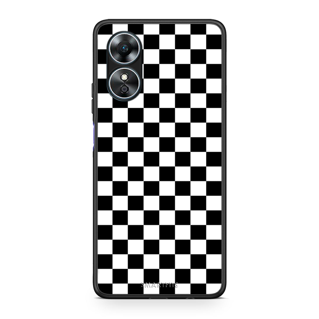 Θήκη Oppo A17 Geometric Squares από τη Smartfits με σχέδιο στο πίσω μέρος και μαύρο περίβλημα | Oppo A17 Geometric Squares Case with Colorful Back and Black Bezels