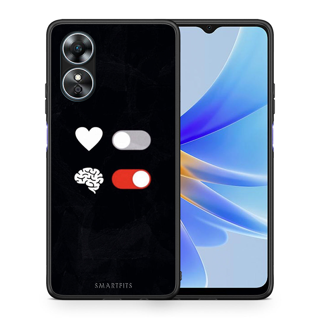 Θήκη Oppo A17 Heart Vs Brain από τη Smartfits με σχέδιο στο πίσω μέρος και μαύρο περίβλημα | Oppo A17 Heart Vs Brain Case with Colorful Back and Black Bezels