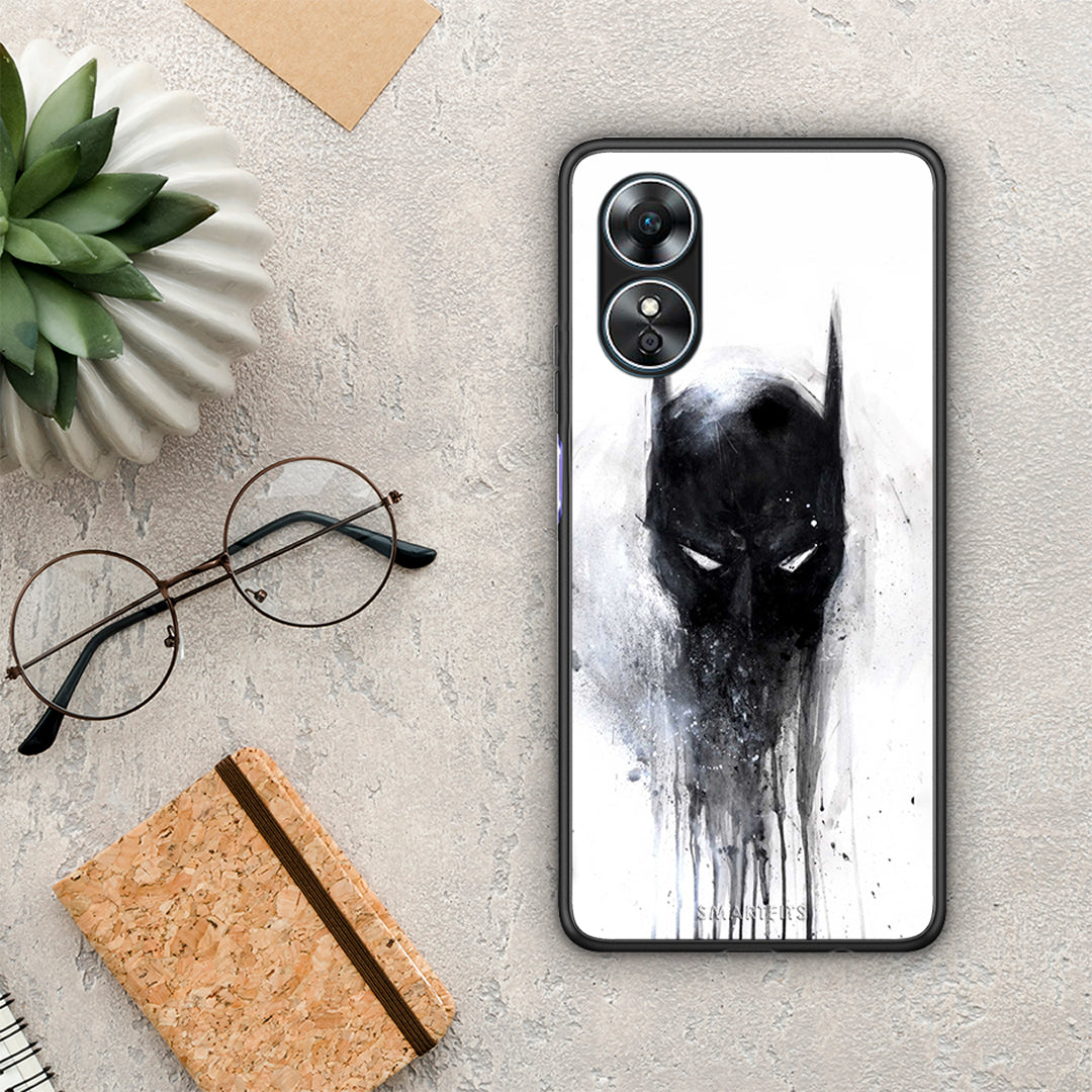 Θήκη Oppo A17 Hero Paint Bat από τη Smartfits με σχέδιο στο πίσω μέρος και μαύρο περίβλημα | Oppo A17 Hero Paint Bat Case with Colorful Back and Black Bezels