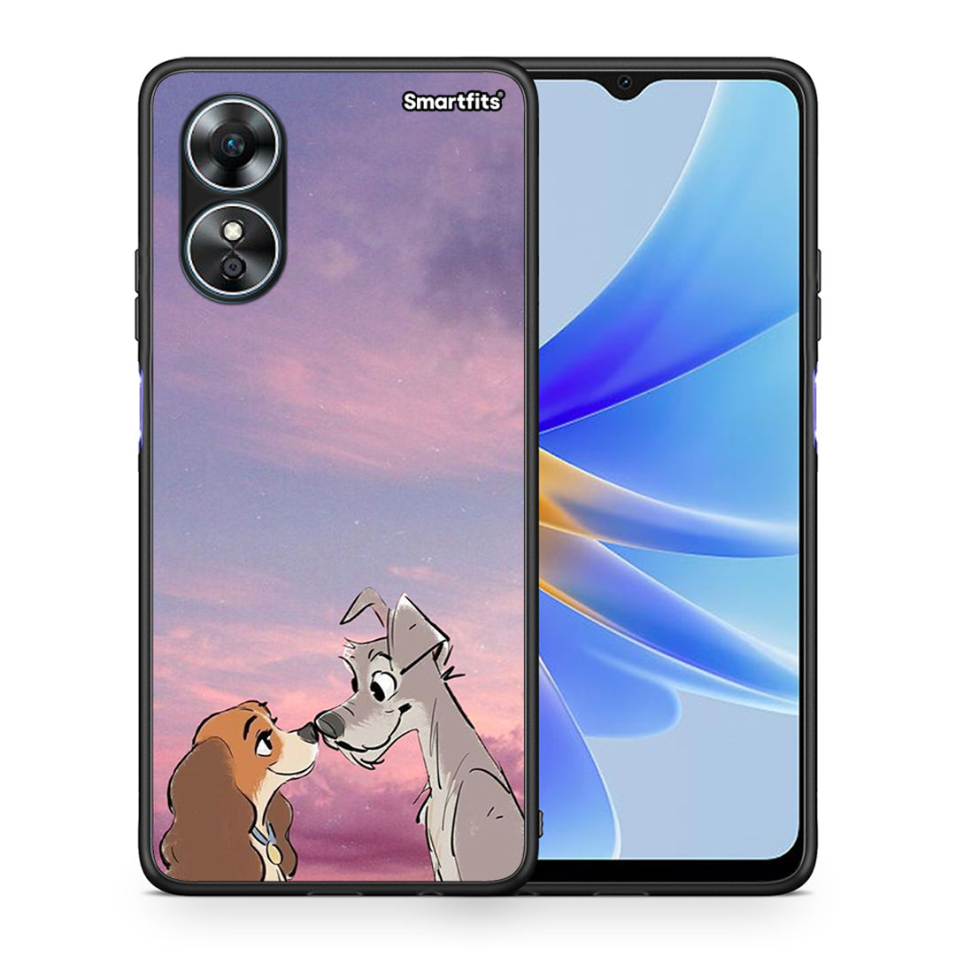 Θήκη Oppo A17 Lady And Tramp από τη Smartfits με σχέδιο στο πίσω μέρος και μαύρο περίβλημα | Oppo A17 Lady And Tramp Case with Colorful Back and Black Bezels