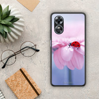 Thumbnail for Θήκη Oppo A17 Ladybug Flower από τη Smartfits με σχέδιο στο πίσω μέρος και μαύρο περίβλημα | Oppo A17 Ladybug Flower Case with Colorful Back and Black Bezels