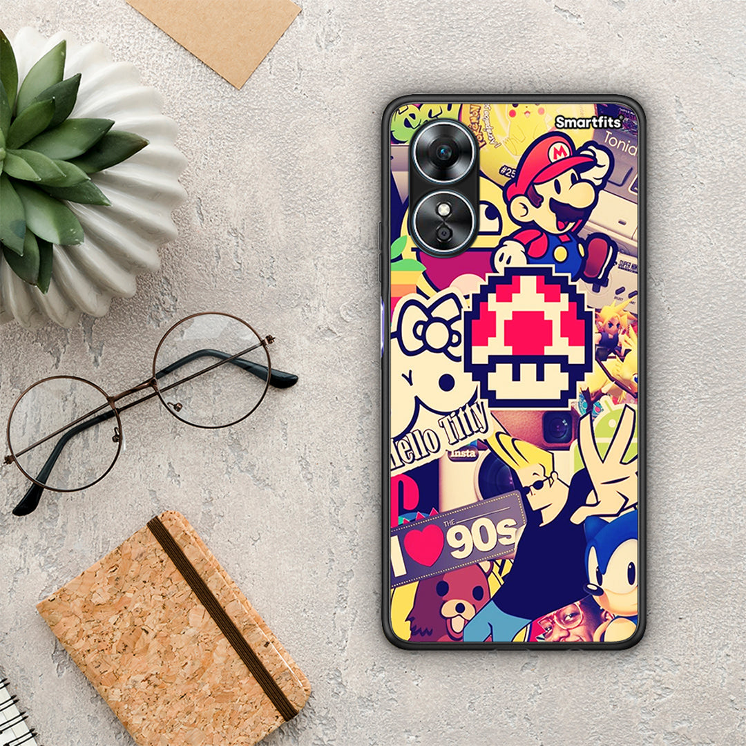 Θήκη Oppo A17 Love The 90s από τη Smartfits με σχέδιο στο πίσω μέρος και μαύρο περίβλημα | Oppo A17 Love The 90s Case with Colorful Back and Black Bezels