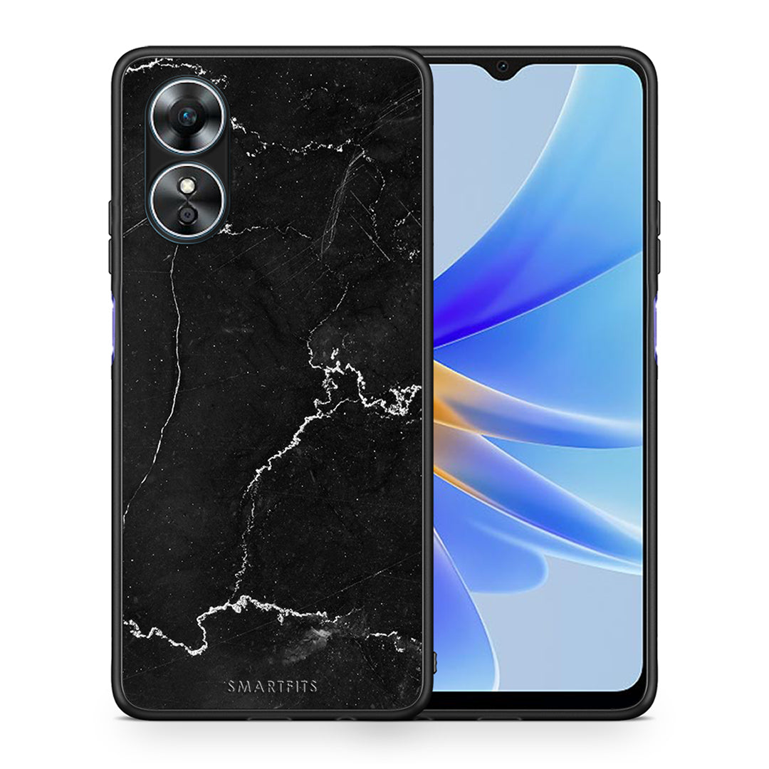 Θήκη Oppo A17 Marble Black από τη Smartfits με σχέδιο στο πίσω μέρος και μαύρο περίβλημα | Oppo A17 Marble Black Case with Colorful Back and Black Bezels