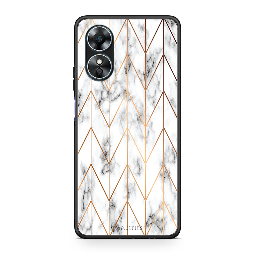 Θήκη Oppo A17 Marble Gold Geometric από τη Smartfits με σχέδιο στο πίσω μέρος και μαύρο περίβλημα | Oppo A17 Marble Gold Geometric Case with Colorful Back and Black Bezels