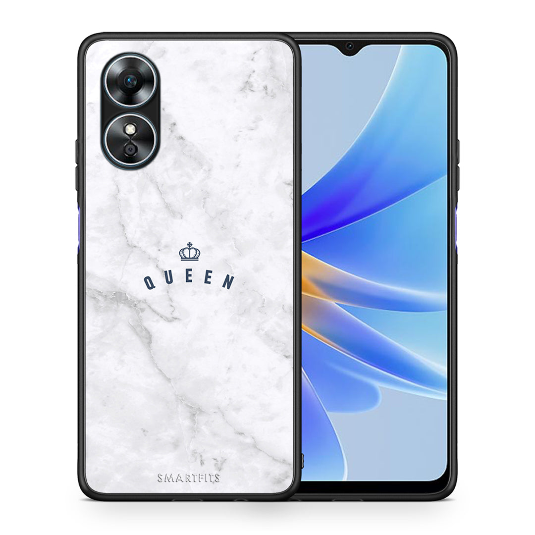 Θήκη Oppo A17 Marble Queen από τη Smartfits με σχέδιο στο πίσω μέρος και μαύρο περίβλημα | Oppo A17 Marble Queen Case with Colorful Back and Black Bezels