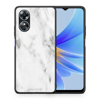 Thumbnail for Θήκη Oppo A17 Marble White από τη Smartfits με σχέδιο στο πίσω μέρος και μαύρο περίβλημα | Oppo A17 Marble White Case with Colorful Back and Black Bezels