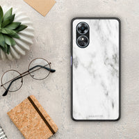 Thumbnail for Θήκη Oppo A17 Marble White από τη Smartfits με σχέδιο στο πίσω μέρος και μαύρο περίβλημα | Oppo A17 Marble White Case with Colorful Back and Black Bezels