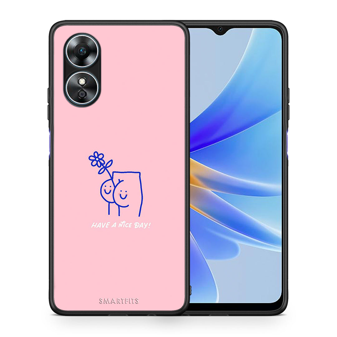 Θήκη Oppo A17 Nice Day από τη Smartfits με σχέδιο στο πίσω μέρος και μαύρο περίβλημα | Oppo A17 Nice Day Case with Colorful Back and Black Bezels