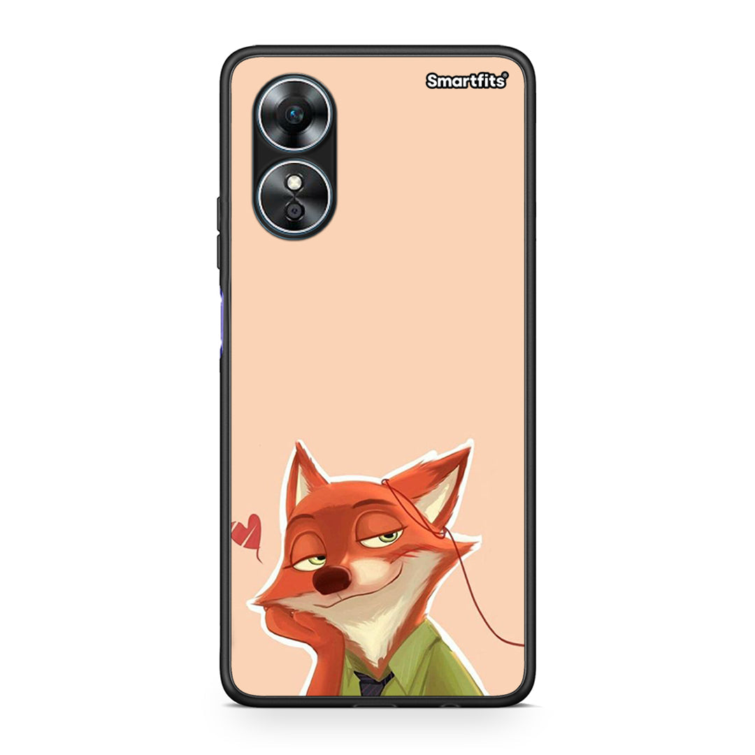 Θήκη Oppo A17 Nick Wilde And Judy Hopps Love 1 από τη Smartfits με σχέδιο στο πίσω μέρος και μαύρο περίβλημα | Oppo A17 Nick Wilde And Judy Hopps Love 1 Case with Colorful Back and Black Bezels