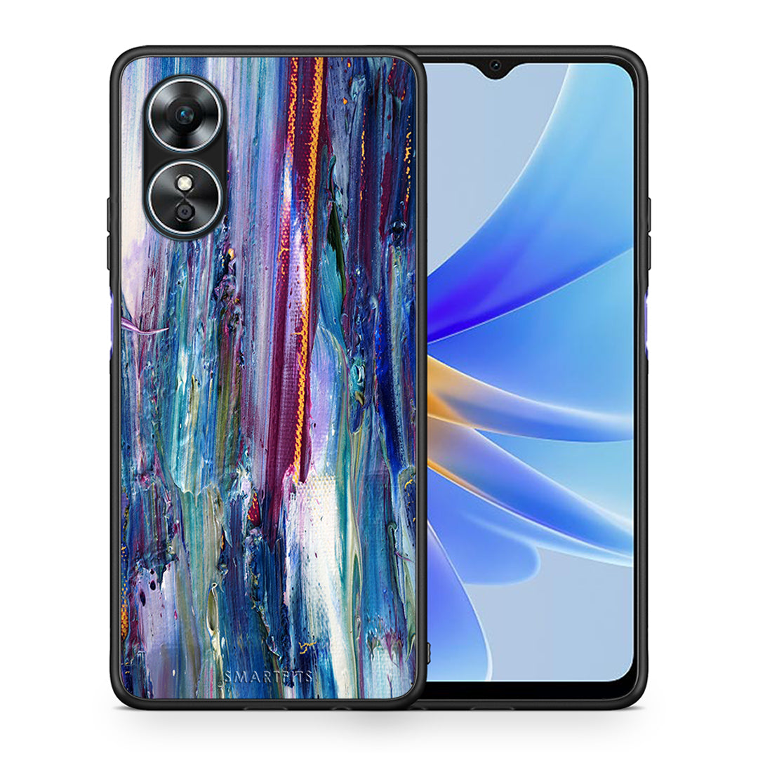 Θήκη Oppo A17 Paint Winter από τη Smartfits με σχέδιο στο πίσω μέρος και μαύρο περίβλημα | Oppo A17 Paint Winter Case with Colorful Back and Black Bezels